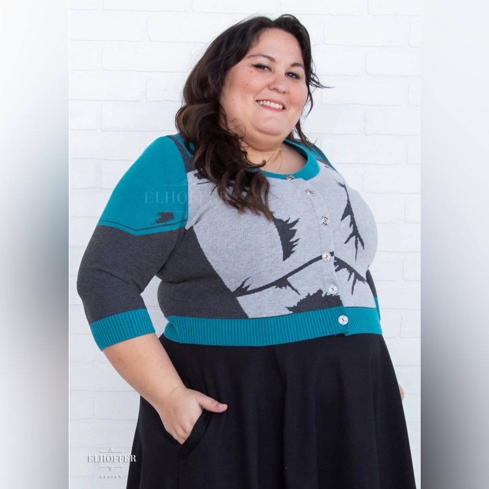 Elhoffer Design Plus Size XXXL Blue and Gray sweater
